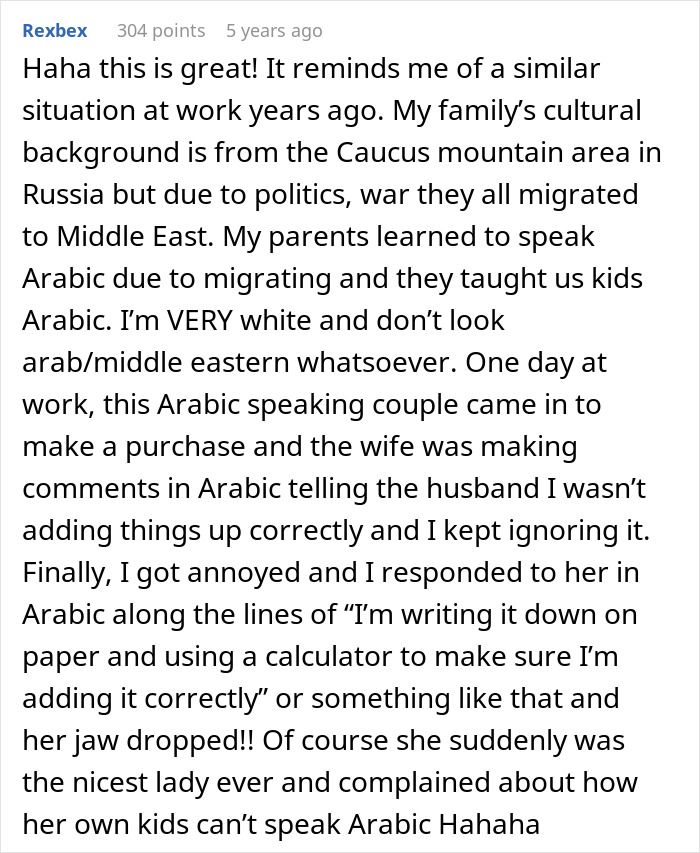 Comment about husband parents native language situation involving Arabic speaking and cultural background from Caucasus region. Comment about husband parents native language situation involving Arabic speaking and cultural background from Caucasus region.