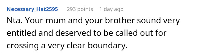 Comment on woman shutting down brother’s proposal at her baby shower highlighting family boundary crossing. Comment on woman shutting down brother’s proposal at her baby shower highlighting family boundary crossing.