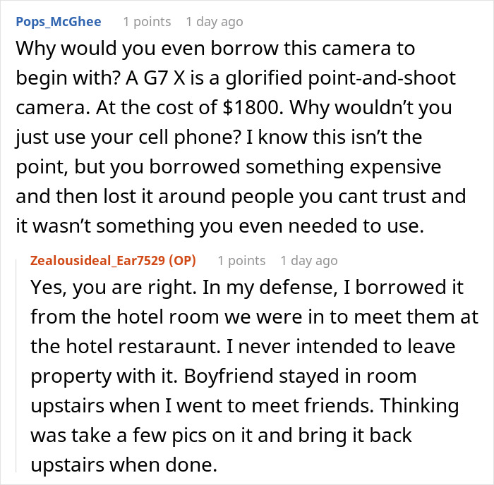 Online discussion about a stolen camera, a friend caught, and uncovering true colors in a confrontation. Online discussion about a stolen camera, a friend caught, and uncovering true colors in a confrontation.