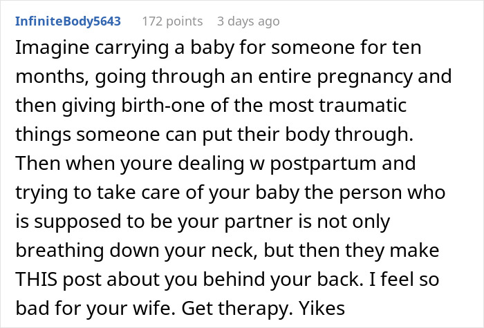 Alt text: New mom struggling with baby care while husband judging and causing stress during postpartum period. Alt text: New mom struggling with baby care while husband judging and causing stress during postpartum period.