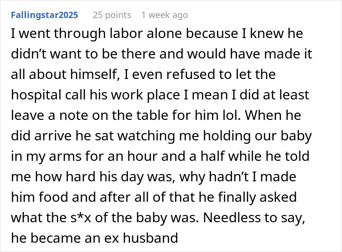 Screenshot of a Reddit comment describing a husband calling his pregnant wife disgusting and ignoring their baby. Screenshot of a Reddit comment describing a husband calling his pregnant wife disgusting and ignoring their baby.