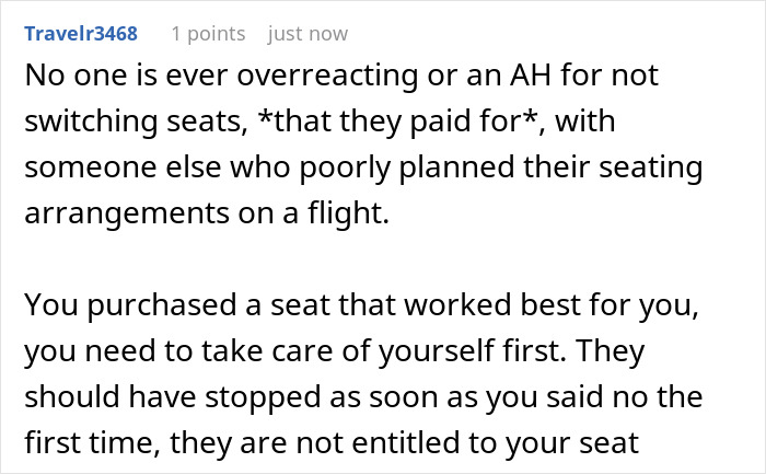 Comment about family eyes passenger’s paid seat on a flight, refusing to swap and causing drama during the journey. Comment about family eyes passenger’s paid seat on a flight, refusing to swap and causing drama during the journey.
