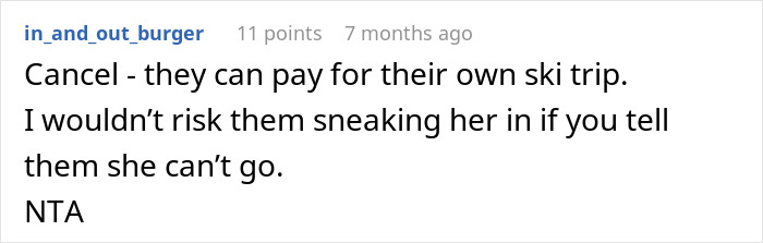 Screenshot of an online comment discussing a woman considering canceling a friend’s holiday booking due to harassment. Screenshot of an online comment discussing a woman considering canceling a friend’s holiday booking due to harassment.