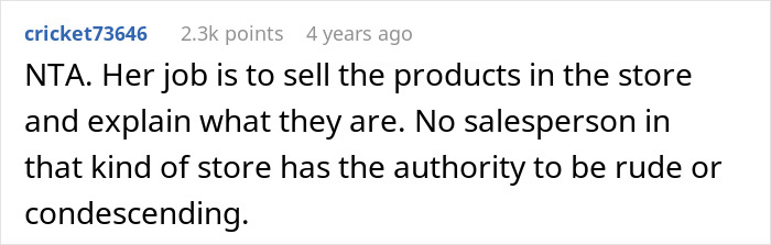 Screenshot of an online comment discussing a rude salon employee refusing to sell box dye to a woman’s brother. Screenshot of an online comment discussing a rude salon employee refusing to sell box dye to a woman’s brother.