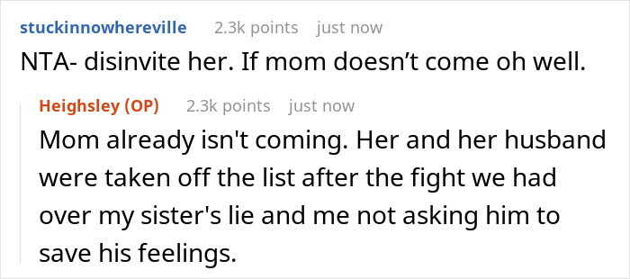 Screenshot of an online discussion about a bride refusing her mom's hubby to walk her down the aisle.