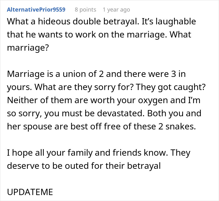 Comment on a woman's world crumbling after husband’s dark secret revealed, expressing betrayal and heartbreak.