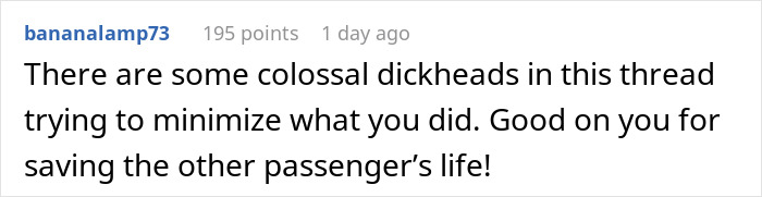 Reddit comment praising a passenger for raising alarm during Korean Airlines medical crisis and criticizing crew's protocol failure. Reddit comment praising a passenger for raising alarm during Korean Airlines medical crisis and criticizing crew's protocol failure.