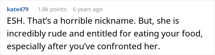 Text post from kate479 with 1.8k points, discussing rude behavior and entitlement related to eating food and conflict with brother's girlfriend. Text post from kate479 with 1.8k points, discussing rude behavior and entitlement related to eating food and conflict with brother's girlfriend.