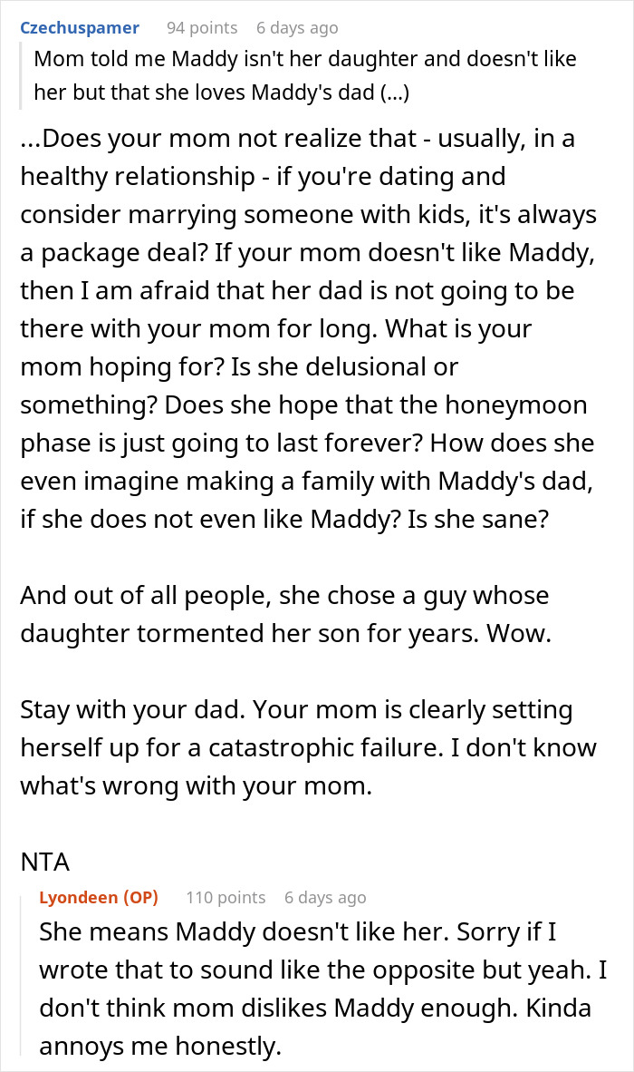 Reddit user discusses son refusing mother’s pleas for family bonding, citing her choice of nemesis and her dad over him. Reddit user discusses son refusing mother’s pleas for family bonding, citing her choice of nemesis and her dad over him.