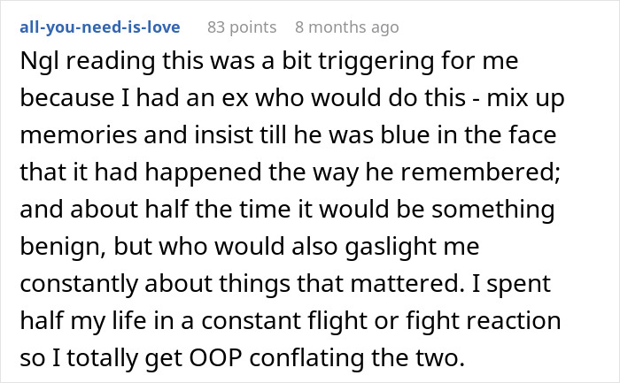 Reddit comment discussing a guy convinced he took an art class with his girlfriend who has no memory of it. Reddit comment discussing a guy convinced he took an art class with his girlfriend who has no memory of it.