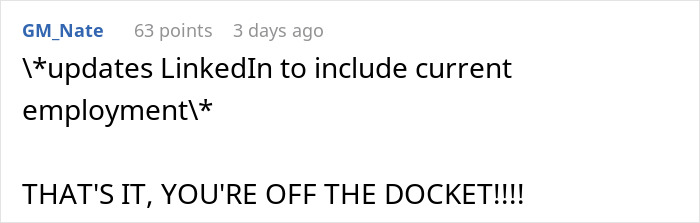Screenshot of a Reddit comment about updating LinkedIn after being sidelined at work amid corporate spying on staff.