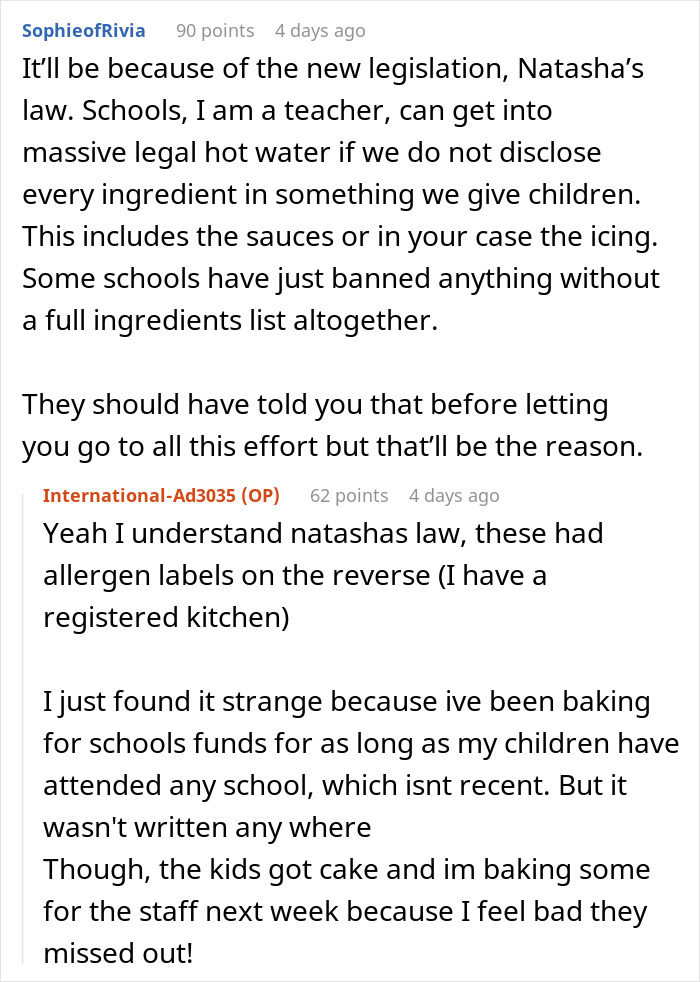 Mom baking cupcakes for son's birthday, school’s ingredient disclosure law and unexpected reaction discussed online. Mom baking cupcakes for son's birthday, school’s ingredient disclosure law and unexpected reaction discussed online.