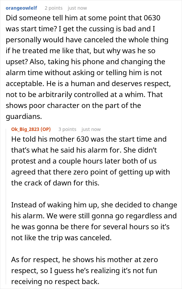 Reddit thread discussing a mountain biking meltdown at 6:30 a.m. involving a man and his girlfriend’s son. Reddit thread discussing a mountain biking meltdown at 6:30 a.m. involving a man and his girlfriend’s son.