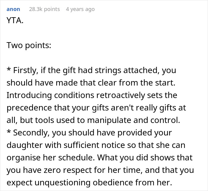 Comment criticizes dad pulling funding for 17-year-old’s trip after choosing friend’s farewell party over babysitting siblings. Comment criticizes dad pulling funding for 17-year-old’s trip after choosing friend’s farewell party over babysitting siblings.