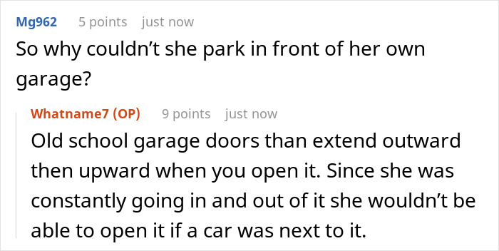 Screenshot of an online conversation discussing a man towing his entitled neighbor’s car after blocking his repeatedly. Screenshot of an online conversation discussing a man towing his entitled neighbor’s car after blocking his repeatedly.