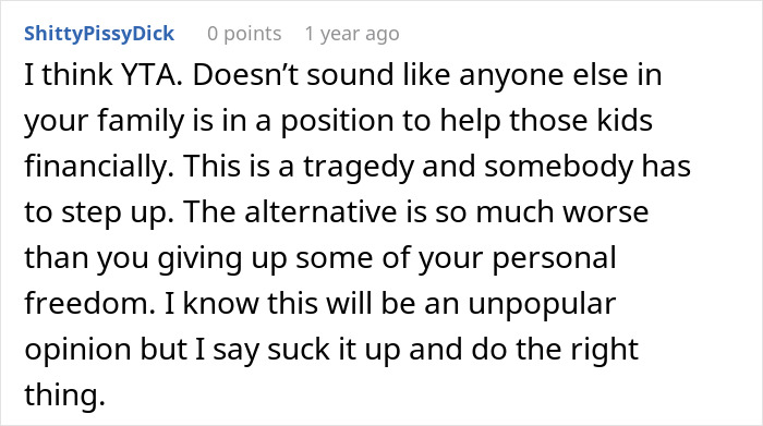 Comment discussing a woman’s life turned upside down after her late sister’s dying wish about kids and family responsibility. Comment discussing a woman’s life turned upside down after her late sister’s dying wish about kids and family responsibility.