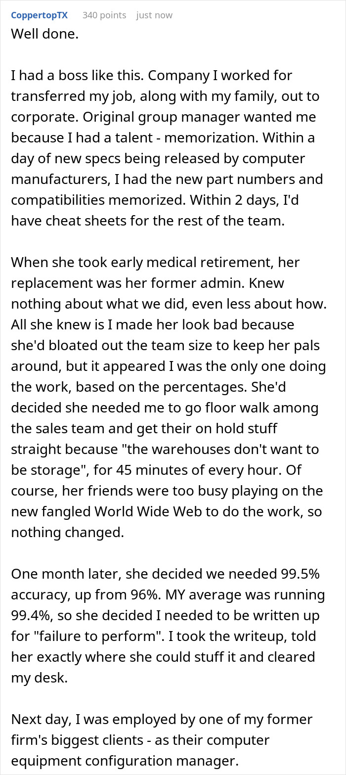 Comment text about employee quitting ahead of disciplinary hearing, exposing toxic bosses and unfair workplace treatment. Comment text about employee quitting ahead of disciplinary hearing, exposing toxic bosses and unfair workplace treatment.