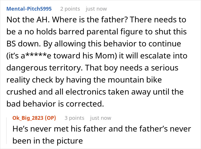 Online discussion about a parental figure handling a son’s mountain biking meltdown early in the morning. Online discussion about a parental figure handling a son’s mountain biking meltdown early in the morning.