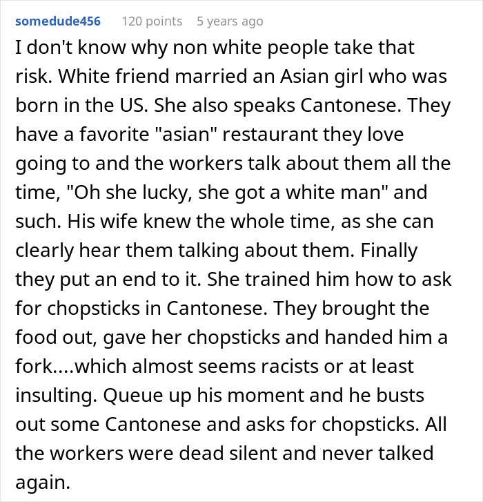 Text post discussing a husband learning his wife's parents' native language to navigate cultural situations. Text post discussing a husband learning his wife's parents' native language to navigate cultural situations.