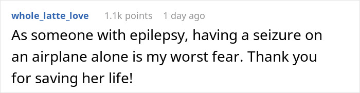 Comment on a Korean Airlines passenger's medical crisis aboard a flight, highlighting fear of seizures and gratitude for help. Comment on a Korean Airlines passenger's medical crisis aboard a flight, highlighting fear of seizures and gratitude for help.
