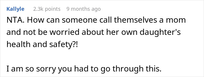 Comment expressing concern over mom doubting teen’s faint and fall, emphasizing teen’s safety and health.