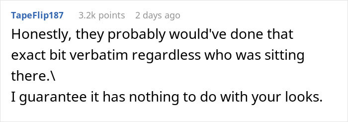 Screenshot of an online comment discussing a stand-up show experience where a woman ends up crying instead of laughing. Screenshot of an online comment discussing a stand-up show experience where a woman ends up crying instead of laughing.
