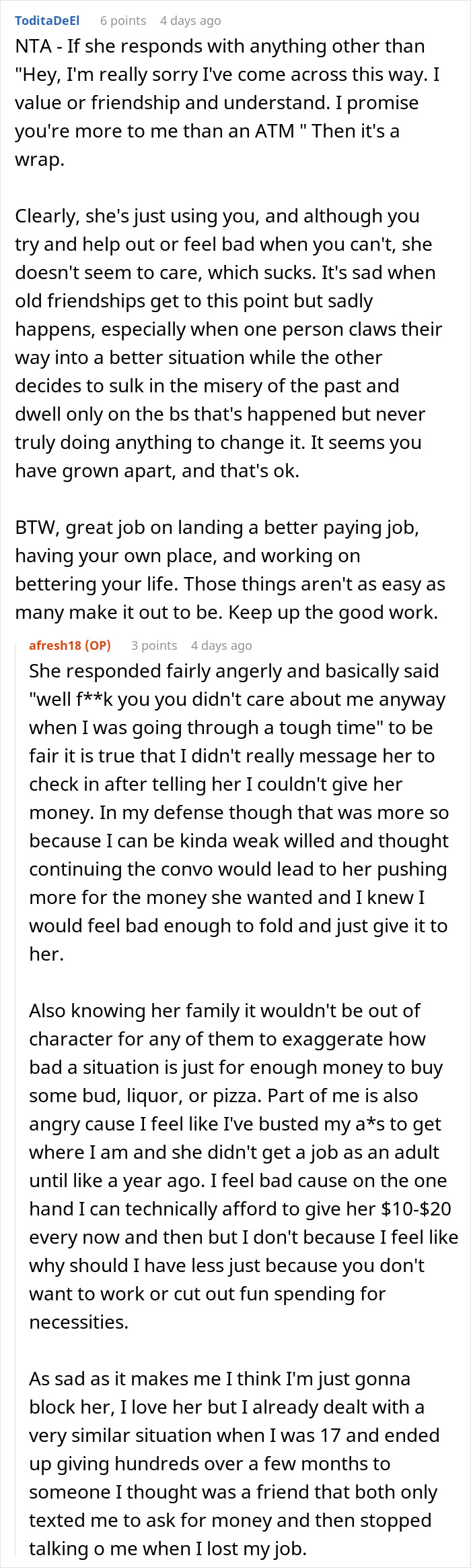 "Time To Move On": Woman Feels Bad For Finally Saying No To Friend Who Only Reaches Out To Get Cash