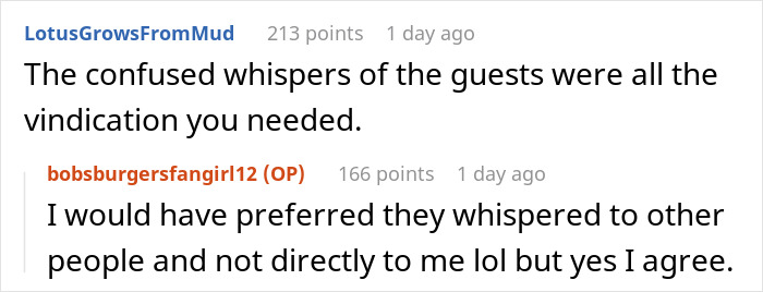 Online comment exchange about bride trying to erase twin at wedding, revealing family favoritism and guest reactions. Online comment exchange about bride trying to erase twin at wedding, revealing family favoritism and guest reactions.