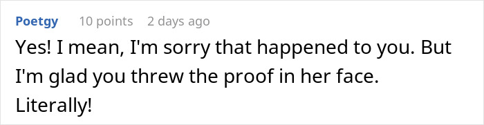Screenshot of an online comment expressing support and mentioning proof in sister-boyfriend relationship drama. Screenshot of an online comment expressing support and mentioning proof in sister-boyfriend relationship drama.