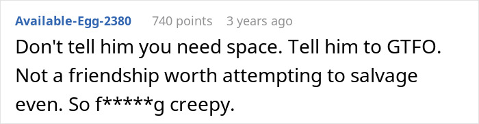 Comment expressing discomfort about a guy considering a woman his girlfriend after one date, calling it creepy. Comment expressing discomfort about a guy considering a woman his girlfriend after one date, calling it creepy.