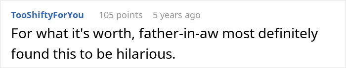 Comment about husband parents native language being found hilarious by father-in-law in an online discussion thread. Comment about husband parents native language being found hilarious by father-in-law in an online discussion thread.