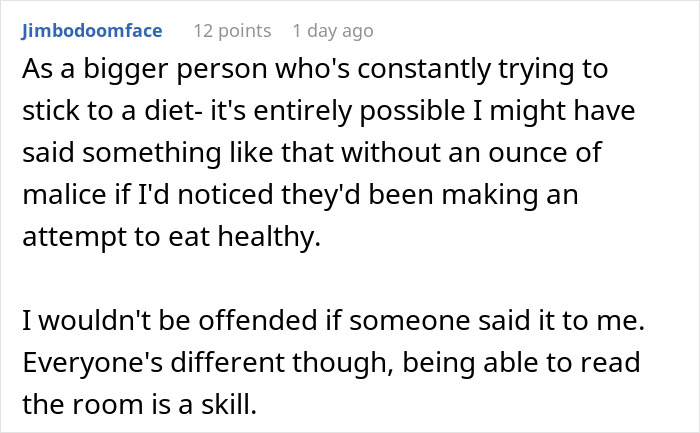 Comment from user discussing body-shaming and sensitivity, related to CFO firing employee on the spot. Comment from user discussing body-shaming and sensitivity, related to CFO firing employee on the spot.
