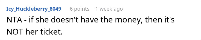 Screenshot of a message discussing a woman refusing to wait for a friend who won’t pay her back for a ticket. Screenshot of a message discussing a woman refusing to wait for a friend who won’t pay her back for a ticket.