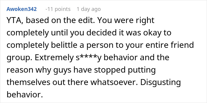 Comment on a post about a guy telling an old friend to date him instead of her boyfriend because he is tall. Comment on a post about a guy telling an old friend to date him instead of her boyfriend because he is tall.