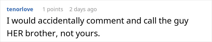 Screenshot of a Reddit comment discussing confusion about family relationships at a wedding involving a woman pretending to be the bride. Screenshot of a Reddit comment discussing confusion about family relationships at a wedding involving a woman pretending to be the bride.