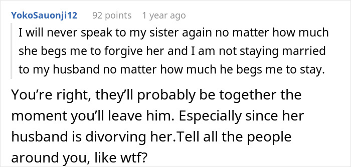 Comment discussing a woman’s struggle after her husband’s dark secret is revealed soon into their marriage.