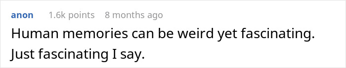 Screenshot of online comment discussing confusing human memories related to art class with girlfriend. Screenshot of online comment discussing confusing human memories related to art class with girlfriend.