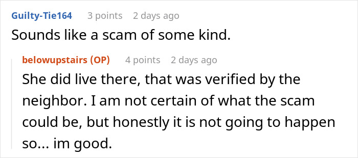 Screenshot of online discussion about woman demanding to marry in stranger’s backyard and refusal causing distress.