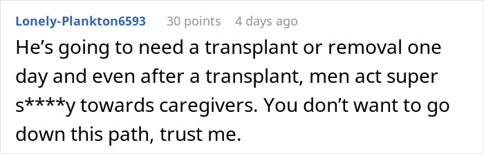Comment expressing concerns about men’s behavior after transplant, relating to wife left suspicious and confused after surgery. Comment expressing concerns about men’s behavior after transplant, relating to wife left suspicious and confused after surgery.