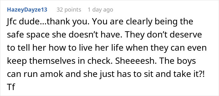 Comment expressing frustration about stepdaughter dating and having a love nest despite bio-dad's disapproval. Comment expressing frustration about stepdaughter dating and having a love nest despite bio-dad's disapproval.