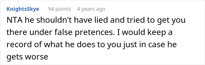 Comment advising to keep a record of a creepy coworker’s behavior as a petty response to false pretenses. Comment advising to keep a record of a creepy coworker’s behavior as a petty response to false pretenses.