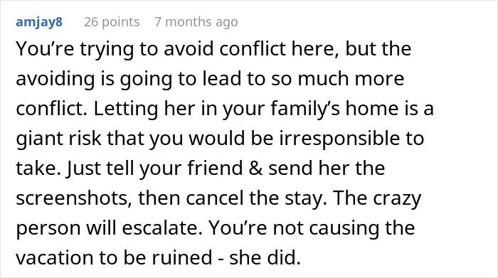 Woman considers canceling friend’s holiday booking after harassment by brother’s girlfriend message on screen. Woman considers canceling friend’s holiday booking after harassment by brother’s girlfriend message on screen.