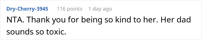 Text comment on a social platform discussing a stepdaughter dating despite her bio-dad's refusal, highlighting family conflict. Text comment on a social platform discussing a stepdaughter dating despite her bio-dad's refusal, highlighting family conflict.