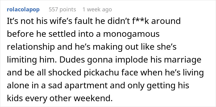 Comment discussing consequences for a husband challenging intimacy boundaries in a marriage predicting divorce. Comment discussing consequences for a husband challenging intimacy boundaries in a marriage predicting divorce.