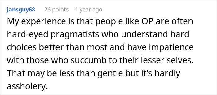 Reddit comment discussing a woman rejecting sister's hints for money amid family struggles and sibling posting Ibiza pictures.