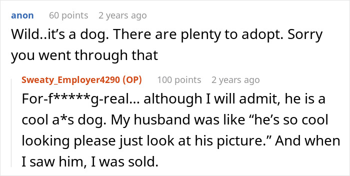 Comments on a post about a dog adoption story involving a woman, shelter, and police getting involved. Comments on a post about a dog adoption story involving a woman, shelter, and police getting involved.