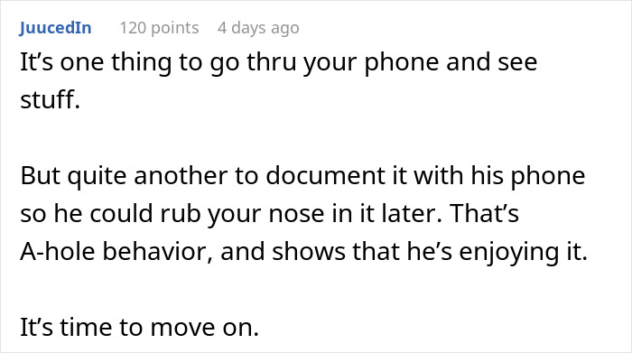 Comment discussing a man going through girlfriend’s phone and the impact on their 7-year relationship. Comment discussing a man going through girlfriend’s phone and the impact on their 7-year relationship.