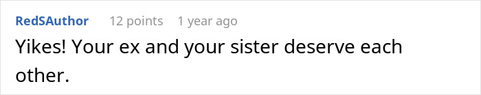 Comment on a social platform expressing shock and blaming a woman's ex and sister amid a woman’s world crumbling after husband's dark secret.