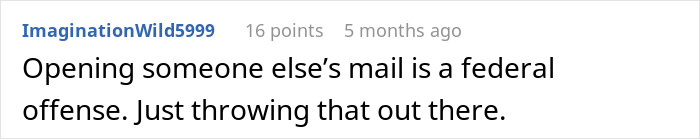 Screenshot of a forum comment discussing the ethics of opening someone else’s mail, related to college acceptance letters. Screenshot of a forum comment discussing the ethics of opening someone else’s mail, related to college acceptance letters.