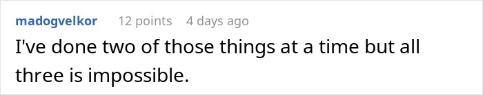 Comment about husband expecting wife to work and study full time while managing two kids, expressing it as impossible. Comment about husband expecting wife to work and study full time while managing two kids, expressing it as impossible.